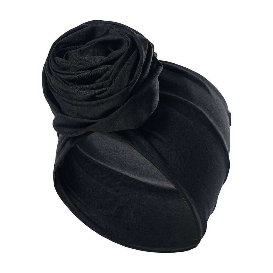 Women  Flower Headband Elastic Cap Pre-Tied Scarf Bonnet Beanie Headwrap