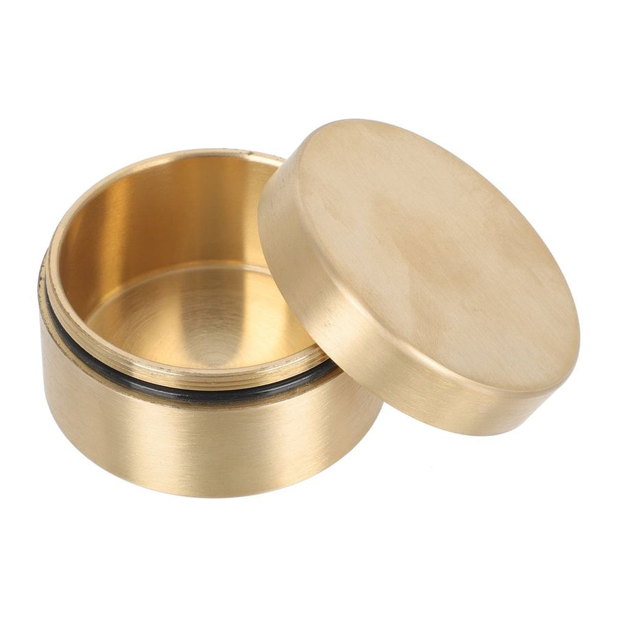 1Pc Golden Copper Round Storage Box for Home Desk with Lightweight Portable Feature
