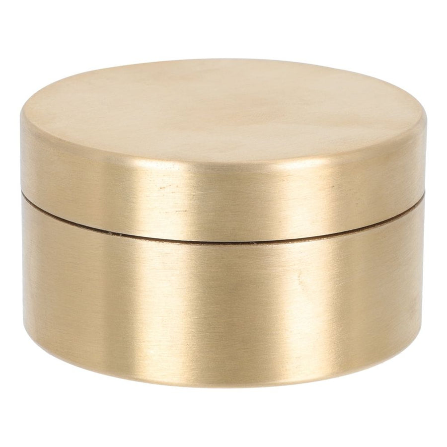 1Pc Golden Copper Round Storage Box for Home Desk with Lightweight Portable Feature