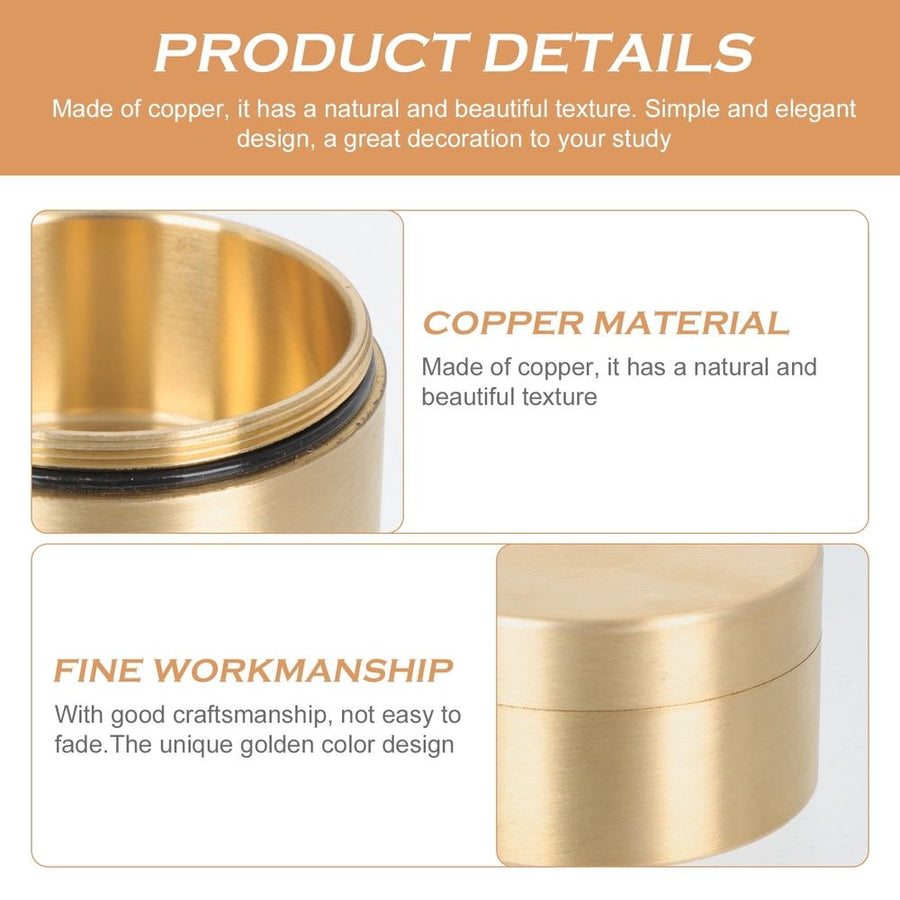 1Pc Golden Copper Round Storage Box for Home Desk with Lightweight Portable Feature
