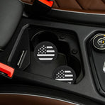 4Pcs Black Car Cup Holder Coasters Universal Fit with Patriotic Flag Design