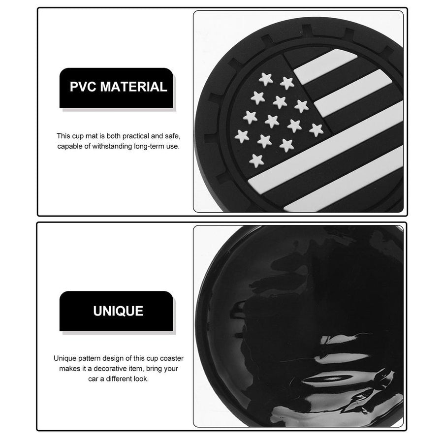 4Pcs Black Car Cup Holder Coasters Universal Fit with Patriotic Flag Design