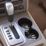 4Pcs Black Car Cup Holder Coasters Universal Fit with Patriotic Flag Design