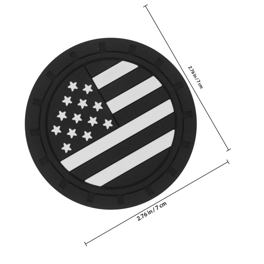 4Pcs Black Car Cup Holder Coasters Universal Fit with Patriotic Flag Design