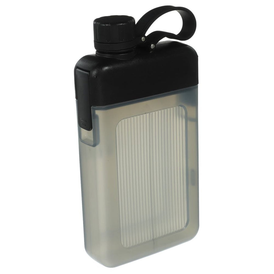 Strong Travel Water Bottle Black Flat Design with Lid for Outdoor and Gym Use