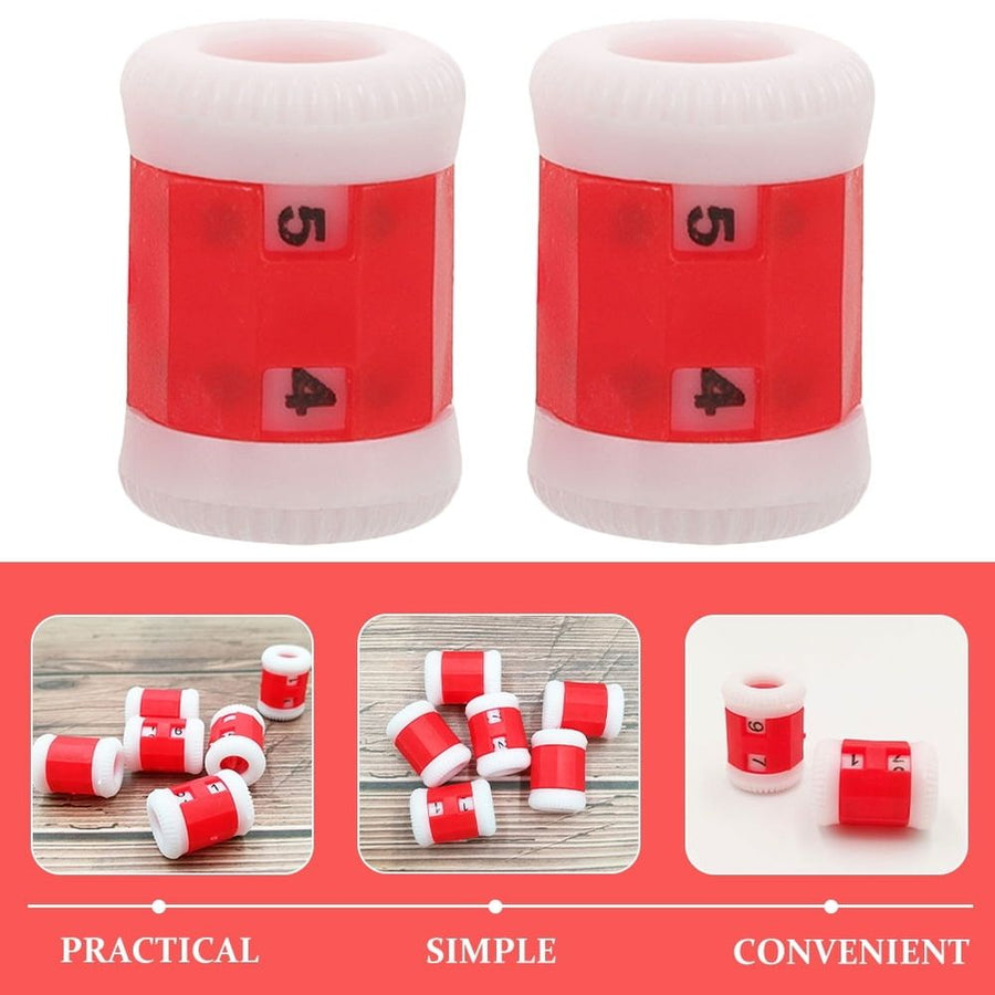 10Pcs Red Plastic Knit Row Counters for Knitting Crochet Stitch Counting Tool