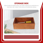 Small Solid Wood Desktop Box Light Brown Multiuse Storage Organizer with Side Handles