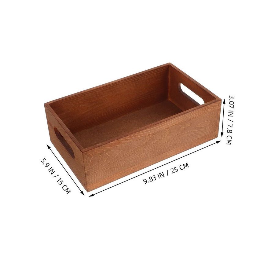 Small Solid Wood Desktop Box Light Brown Multiuse Storage Organizer with Side Handles