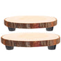 2Pcs Wood Cupcake Stand Rustic Brown Wooden Riser Multipurpose Centerpiece Display