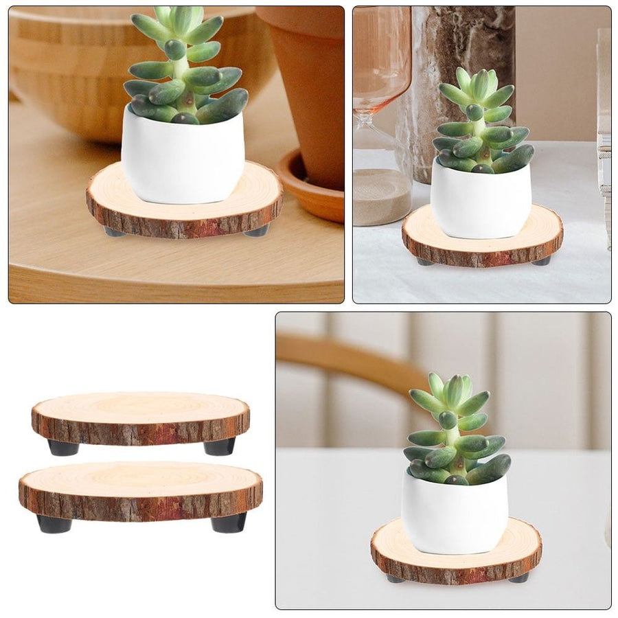 2Pcs Wood Cupcake Stand Rustic Brown Wooden Riser Multipurpose Centerpiece Display