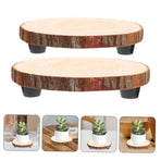 2Pcs Wood Cupcake Stand Rustic Brown Wooden Riser Multipurpose Centerpiece Display