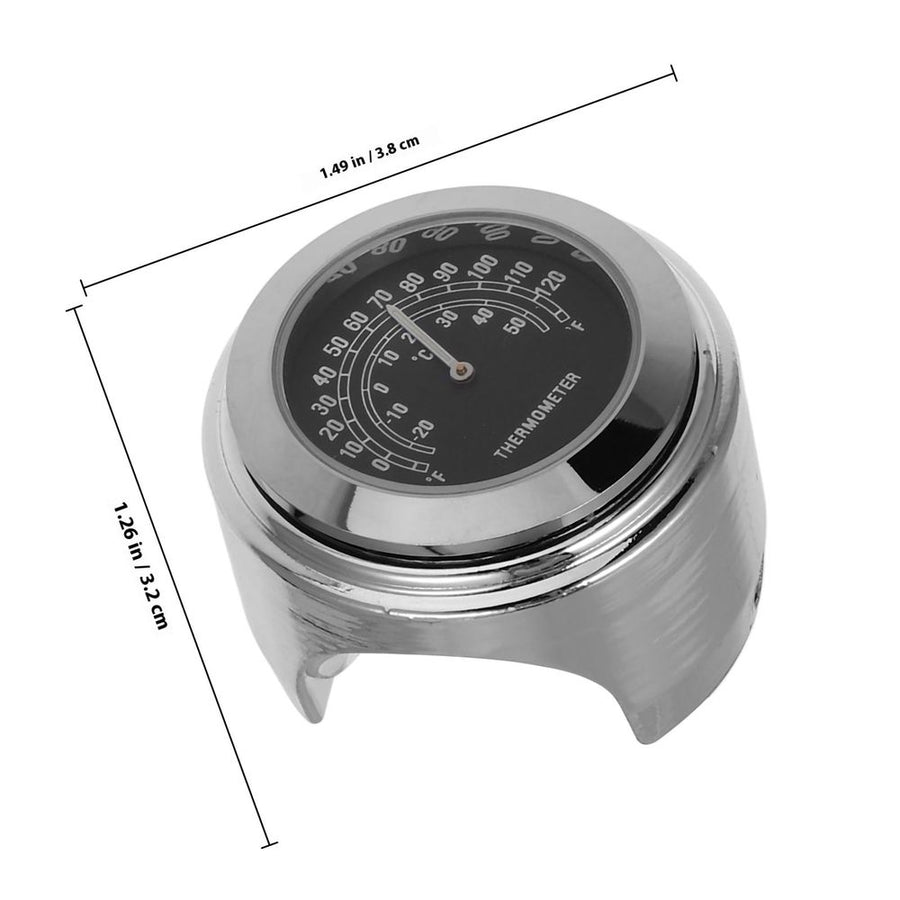 Clock Thermometer for Motorcycle Riders 2Pcs Set Black Aluminum Alloy