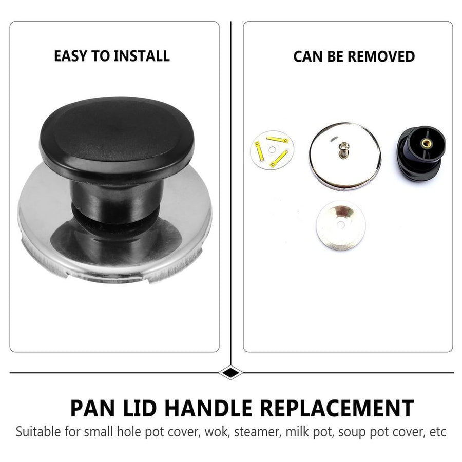 Whistling Teakettle Lid Knob, Black, Easy Install, Stainless Steel, 4Pcs