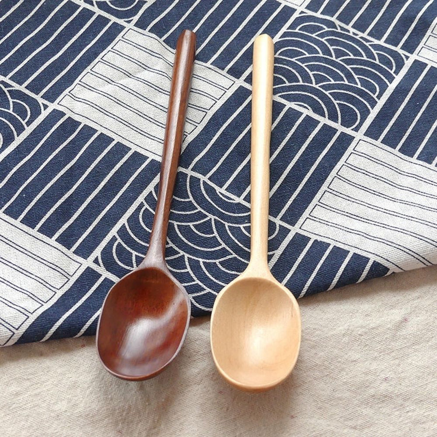 Brown Plastic Mixing Spoon for Kitchen Use Lightweight and Comfortable to Hold 2 Pieces