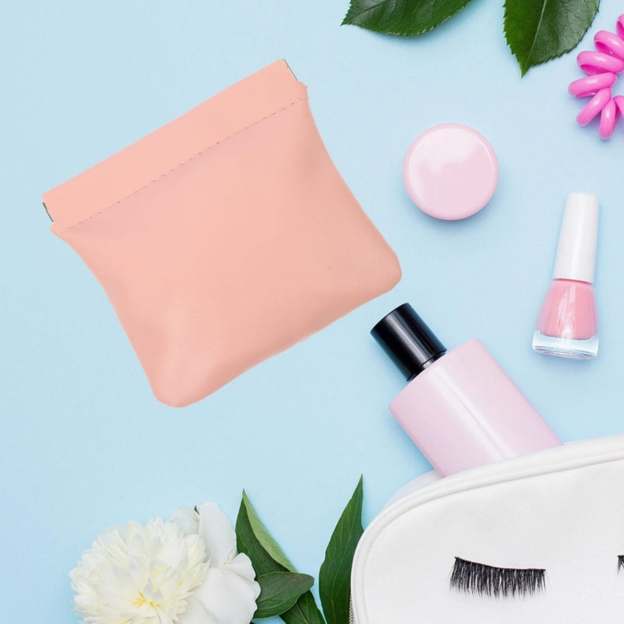 2Pcs Pink Lipstick Case Makeup Bag Small Cosmetic Pouch for Purse Essentials