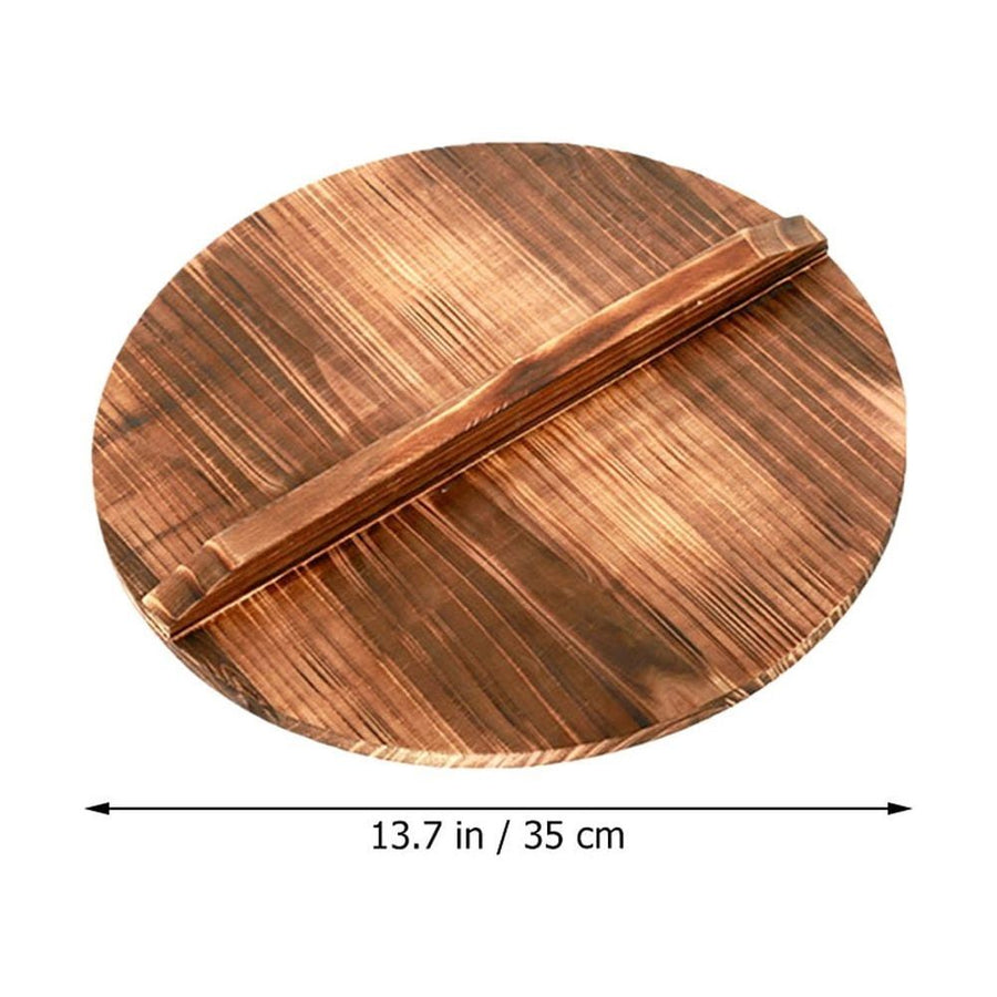 Light Brown Wooden Pot Cover Steam Retention Easy to Lift for Home