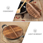 Light Brown Wooden Pot Cover Steam Retention Easy to Lift for Home