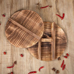 Light Brown Wooden Pot Cover Steam Retention Easy to Lift for Home