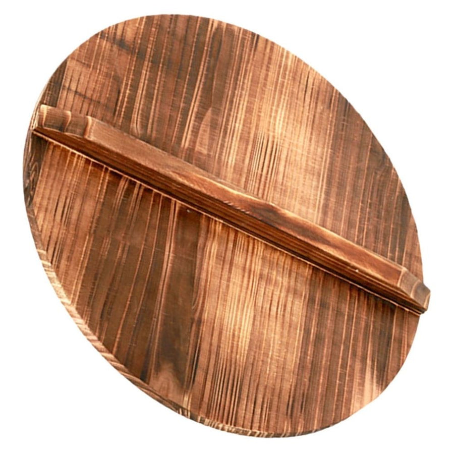 Light Brown Wooden Pot Cover Steam Retention Easy to Lift for Home