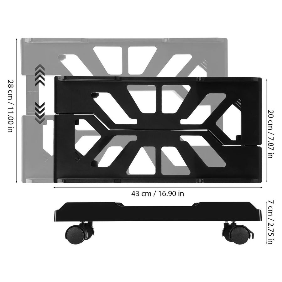 Black Pc Tower Stand with Casters, Adjustable Size ABS Computer Stand
