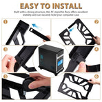 Black Pc Tower Stand with Casters, Adjustable Size ABS Computer Stand