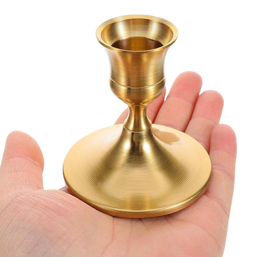 Elegant Brass Taper Candle Holders Golden Wedding Centerpiece Decor 2Pcs