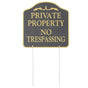 Black Metal No Trespassing Sign with Stake for Outdoor Yard and Garden Security