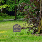 Black Metal No Trespassing Sign with Stake for Outdoor Yard and Garden Security