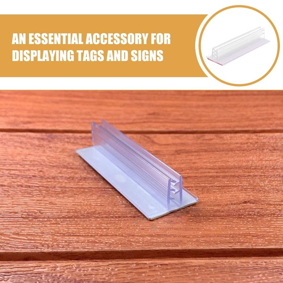 15Pcs Self Adhesive Sign Holder Stand Transparent PVC Display for Counter and Poster Boards