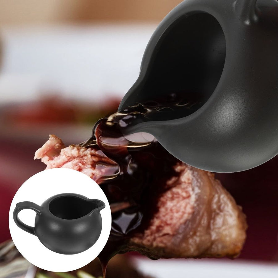 Black Ceramic Creamer with Handle and Unique Spout for Home Use, Keeps Table Neat and Tidy