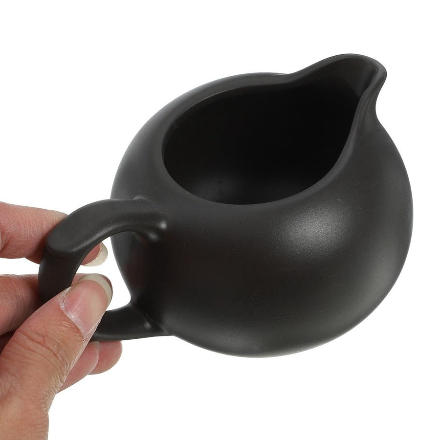 Black Ceramic Creamer with Handle and Unique Spout for Home Use, Keeps Table Neat and Tidy