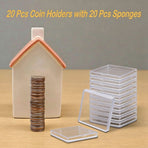 Coin capsule box set of 50 pieces, 5x5cm transparent plastic coin holder with black pad, used for collecting coins