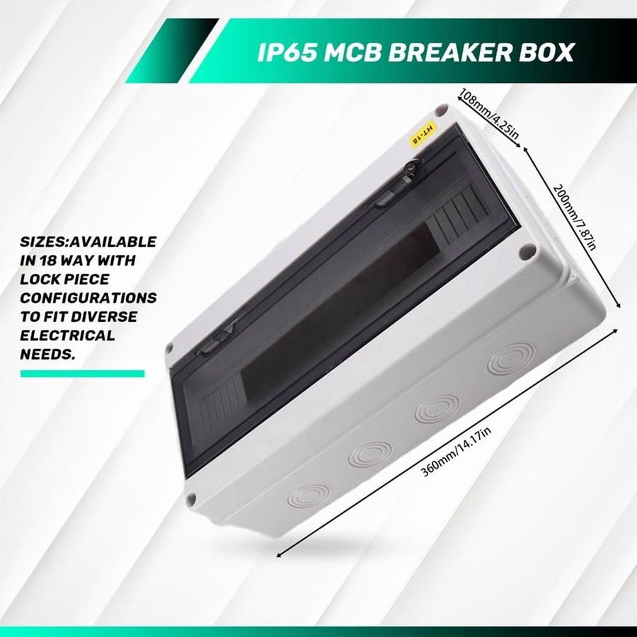 HT series junction box 18WAY IP65 waterproof distribution box outdoor ABS electrical with circuit breaker locking plate