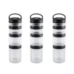 3X Stackable Snack Containers for Kids and Adult, 4 Stackable Snack Cups for School and Travel Transparent Black