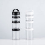 3X Stackable Snack Containers for Kids and Adult, 4 Stackable Snack Cups for School and Travel Transparent Black