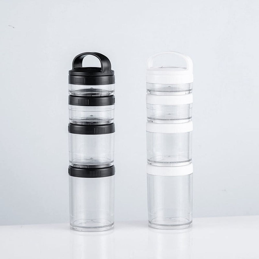 3X Stackable Snack Containers for Kids and Adult, 4 Stackable Snack Cups for School and Travel Transparent Black