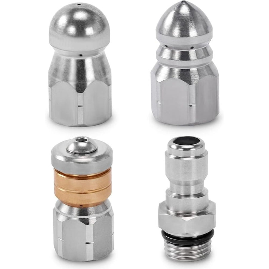 8X Sewer Jetter Nozzle for Pressure Washer,Drain Cleaning Tips,Rotating Button Nose with 1/4 Inch Quick Connect,5000PSI