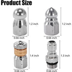 8X Sewer Jetter Nozzle for Pressure Washer,Drain Cleaning Tips,Rotating Button Nose with 1/4 Inch Quick Connect,5000PSI
