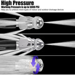 8X Sewer Jetter Nozzle for Pressure Washer,Drain Cleaning Tips,Rotating Button Nose with 1/4 Inch Quick Connect,5000PSI