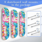 12Pcs Skateboard Hanger, Skateboard Wall Mount Wall Hanger Rack Storage Display Holder for Skateboards Deck Display