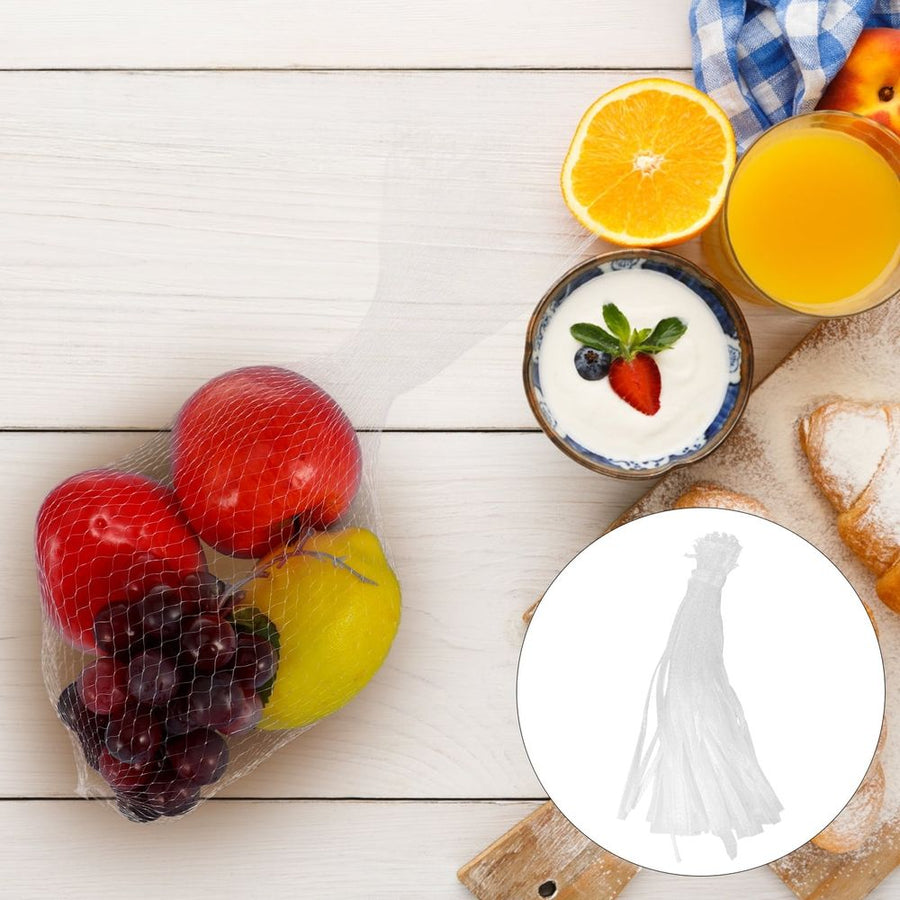 100Pcs Fruits Mesh Bags White Plastic Storage Net Bags for Supermarket Packaging Use