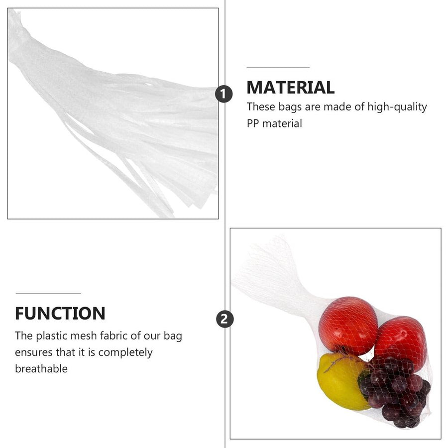 100Pcs Fruits Mesh Bags White Plastic Storage Net Bags for Supermarket Packaging Use