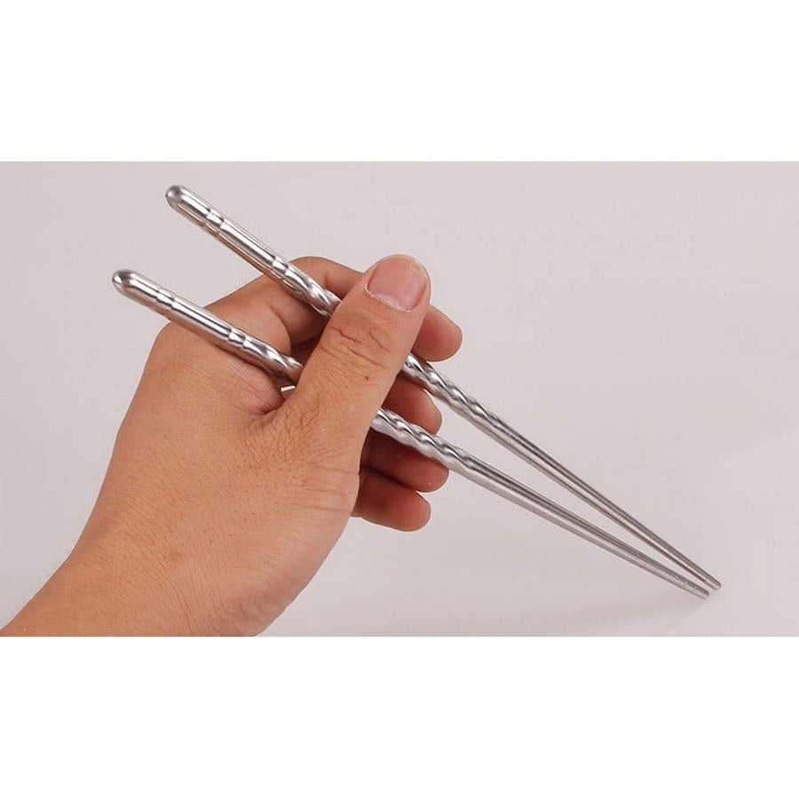 5-Pack Stainless Steel Chopsticks | Reusable Korean & Chinese Style Metal Chopsticks | 22cm Silver Anti-Slip Dining Utensils - 5 Pairs