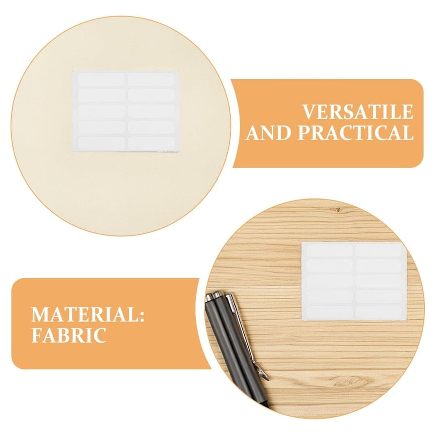 200Pcs No Iron Clothing Fabric Labels Writable White Stickers for Laundry and Camping Gear