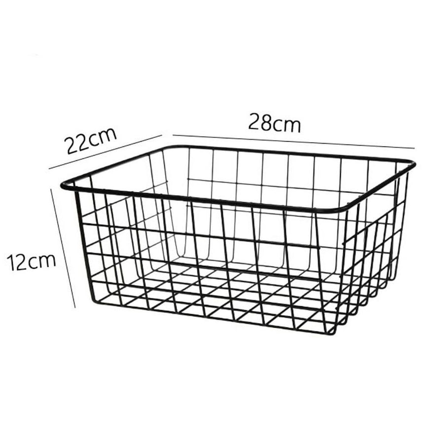Hollow Iron Wired Basket, Storage Baskets Metal Basket Without Interlining Bathroom Kitchen Organizer Black