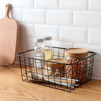 Hollow Iron Wired Basket, Storage Baskets Metal Basket Without Interlining Bathroom Kitchen Organizer Black