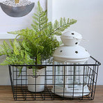 Hollow Iron Wired Basket, Storage Baskets Metal Basket Without Interlining Bathroom Kitchen Organizer Black