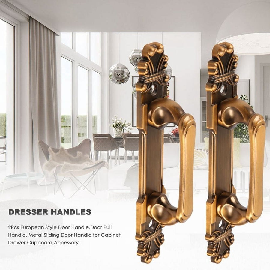 2Pcs European Style Door Handle,Door Pull Handle, Metal Sliding Door Handle for Cabinet Drawer Cupboard Accessory