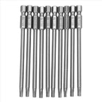 20Pcs 100mm Length 1/4 Inch Hex T20 Torx Security Screwdriver Bits, Silver Gray
