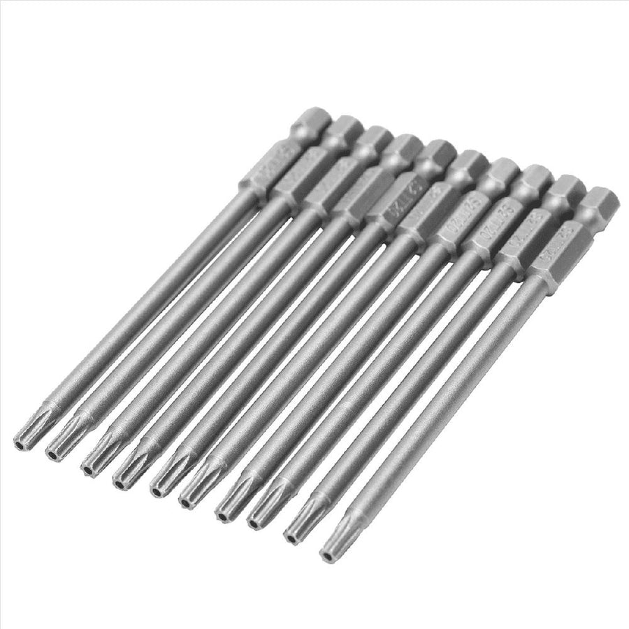 20Pcs 100mm Length 1/4 Inch Hex T20 Torx Security Screwdriver Bits, Silver Gray